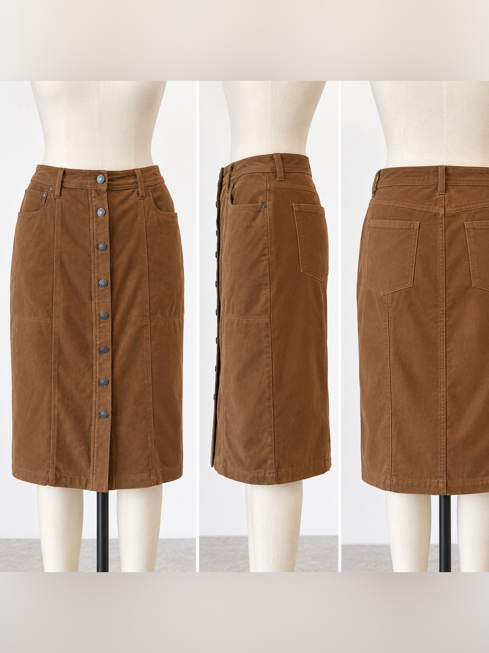 Abercrombie & Fitch Faux Suede Button Front Skirt Size 14